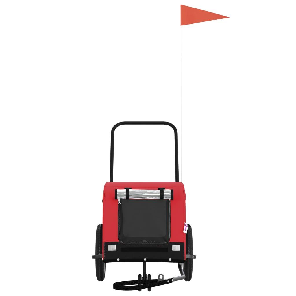 Remolque de bicicleta para perros VidaXL en tejido Oxford y hierro rojo y negro 3/4