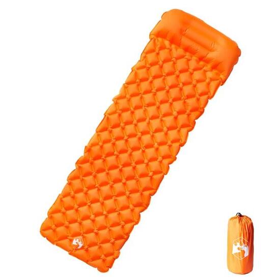 Matelas de Camping Gonflable VidaXL avec Oreiller - 1 Personne - Orange