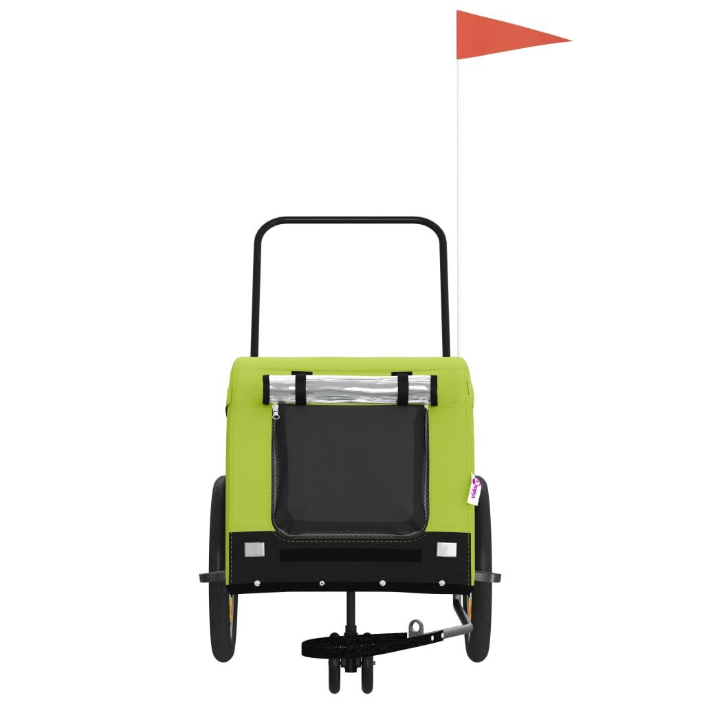 VidaXL Remorque à vélo pour chien Oxford en tissu et fer vert et noir 3/4