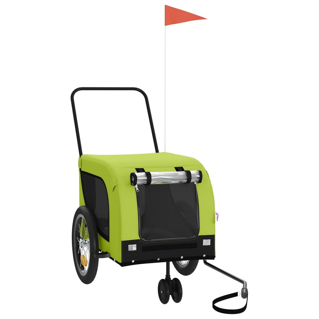 VidaXL Remorque à vélo pour chien Oxford en tissu et fer vert et noir 2/4