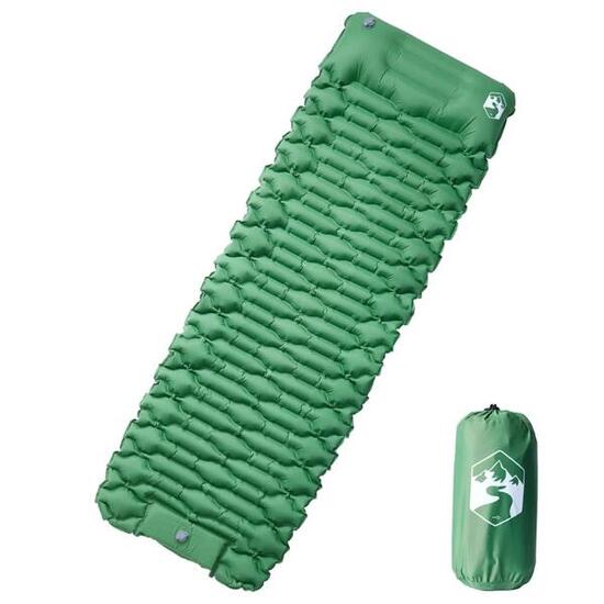 Matelas de Camping Autogonflant Vidaxl avec Oreiller - 1 Personne Vert