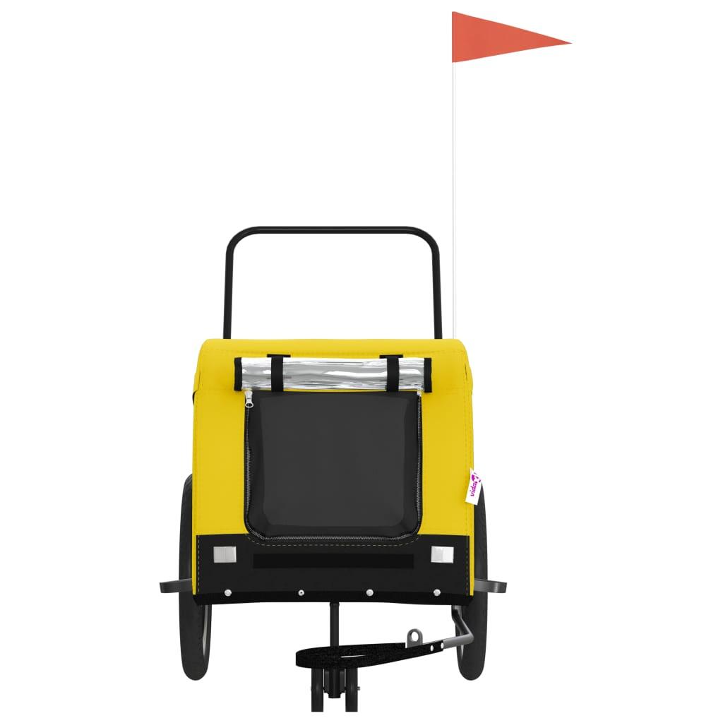 VidaXL Remorque à Vélo pour Chiens - Tissu Oxford et Fer Jaune et Noir 3/4