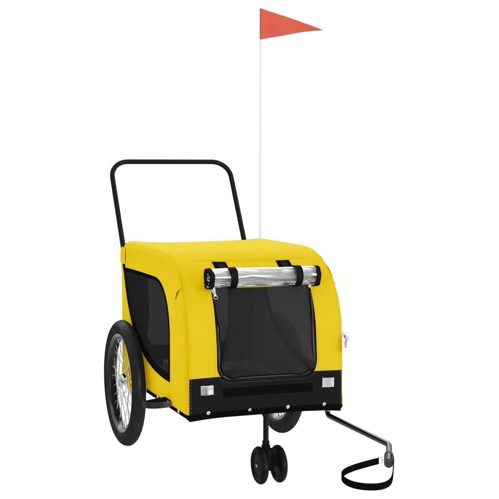 VidaXL Remorque à Vélo pour Chiens - Tissu Oxford et Fer Jaune et Noir 2/4