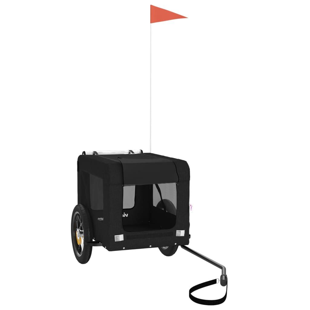 Remorque à vélo vidaxl pour animaux, grande cabine noire 4/4