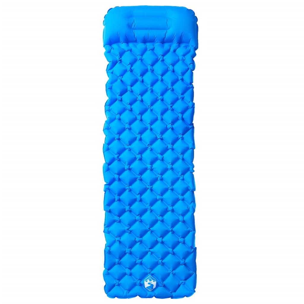 VidaXL Opblaasbare Kampeermatras met Kussen - 1 Persoon - Blauw 2/4