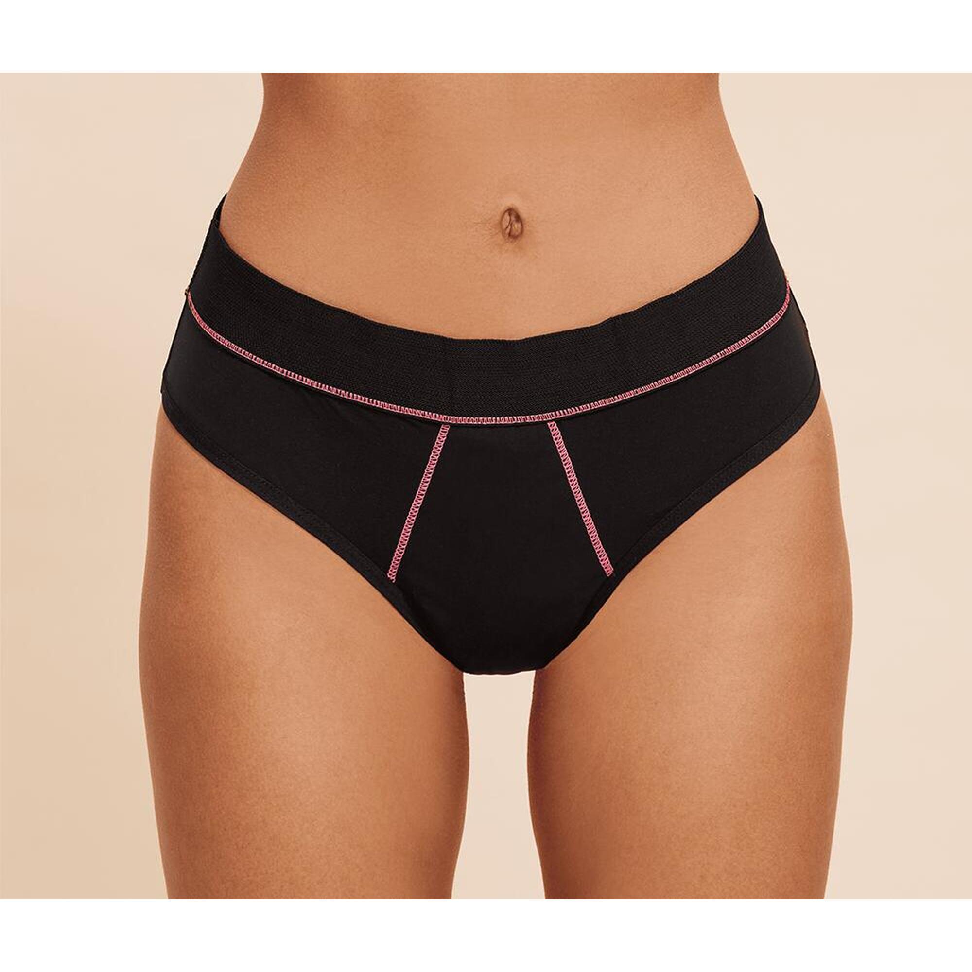 Sisters Republic - Culotte Menstruelle Sport Noire Absorption Super - Culotte - Noir|rose - 38 S - Decathlon