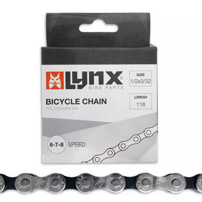 Lynx derailleur ketting voor 6/7/8 versnellingen - 116 schakels - zwart