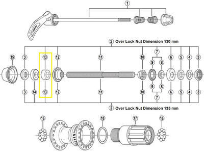 Shimano 8 mm afstandsbus links voor fietsonderdelen