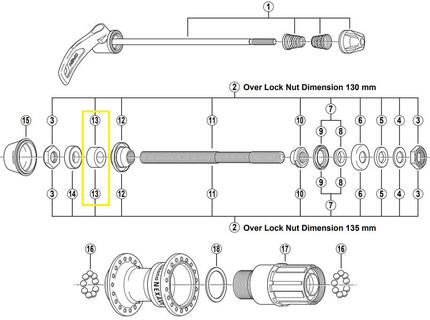 Bus de distance Shimano gauche de 8 mm pour pièces de vélo