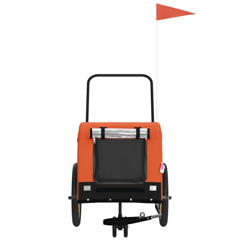 Remolque para Bicicleta de Perros Vidaxl Naranja y Negro 3/4