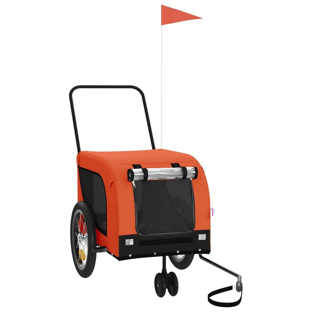 Remolque para Bicicleta de Perros Vidaxl Naranja y Negro 2/4