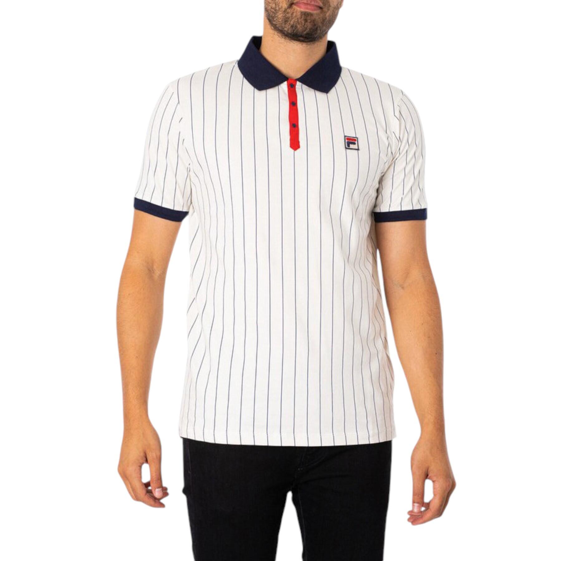 FILA Mens Polo T Shirt Short Sleeve Vintage Striped Summer Cotton Sports Golf 1/2