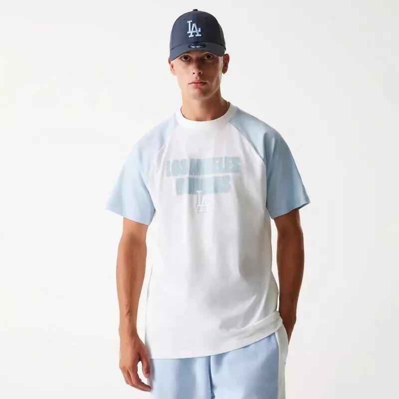 T-shirt MLB Los Angeles Dodgers New Era Raglan Oversize Blanc 1/2