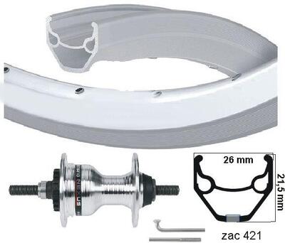Kgs voorwiel 28 inch (622) zac 2000 zilver rollerbrake