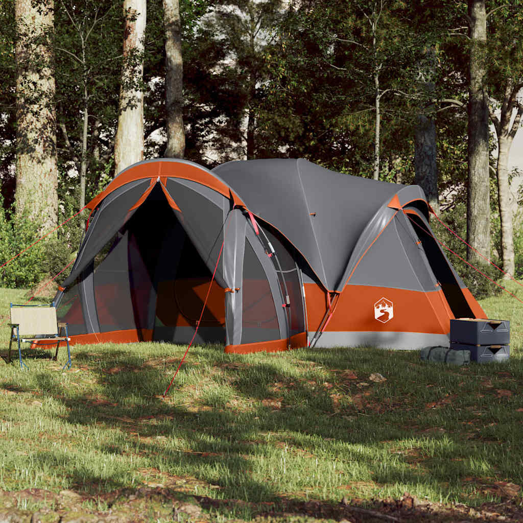 VidaXL Tienda Tipi Impermeable para Familias de 8 Personas en Gris y Naranja 3/7