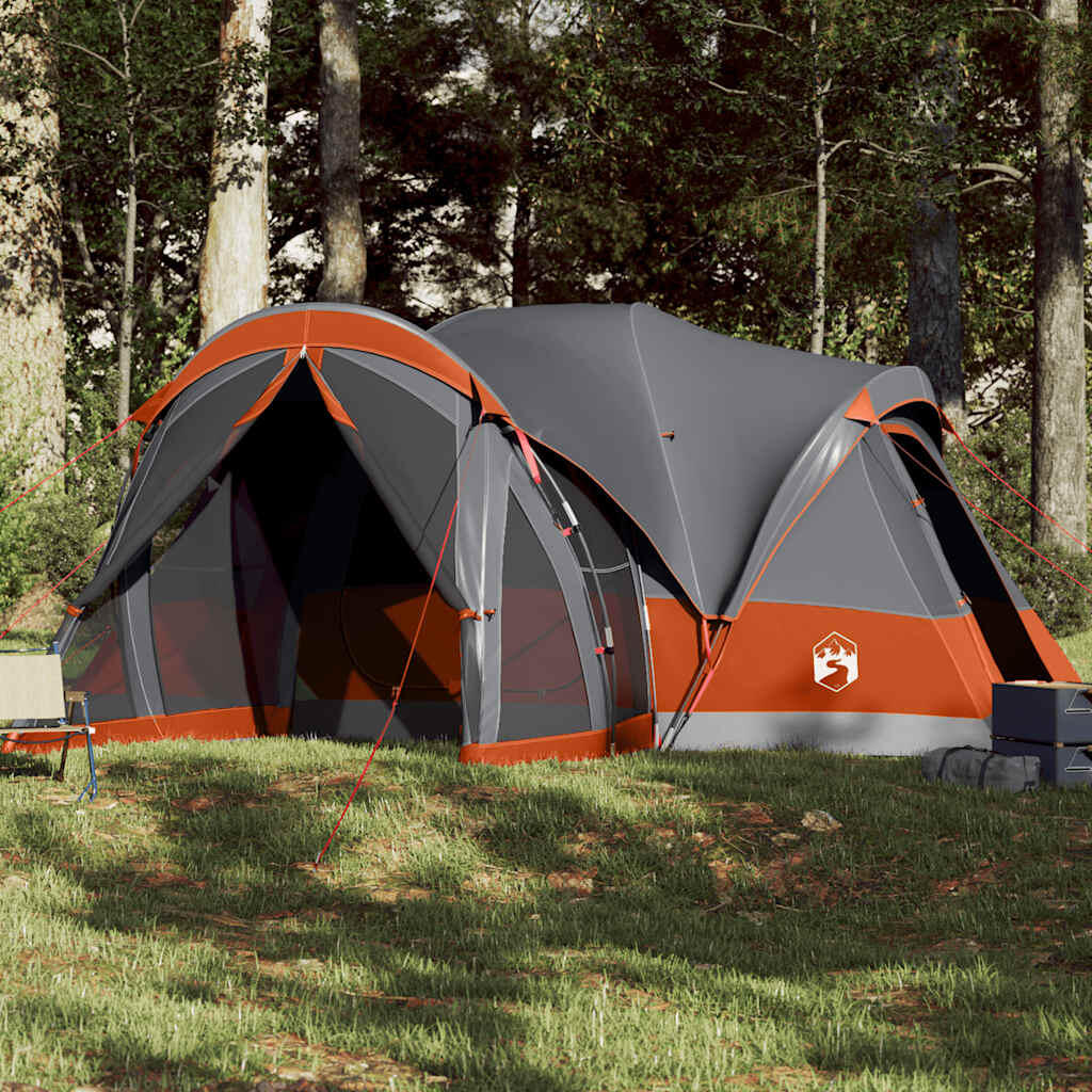 VIDAXL VidaXL 8-Personen Wasserdichte Tipi-Zelt für Familien in Grau und Orange