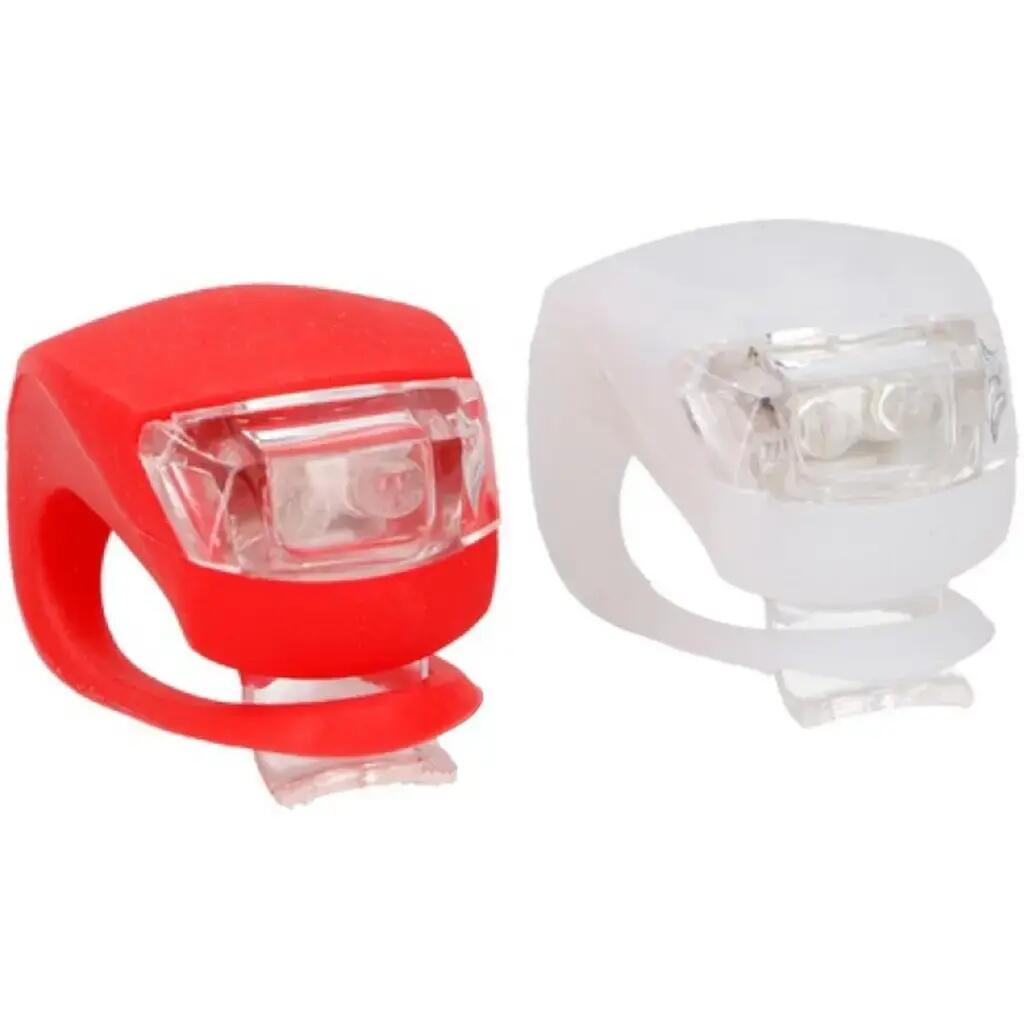 LED Bike Light Set, 2-Pack — Clip-On Red & White Lights.
