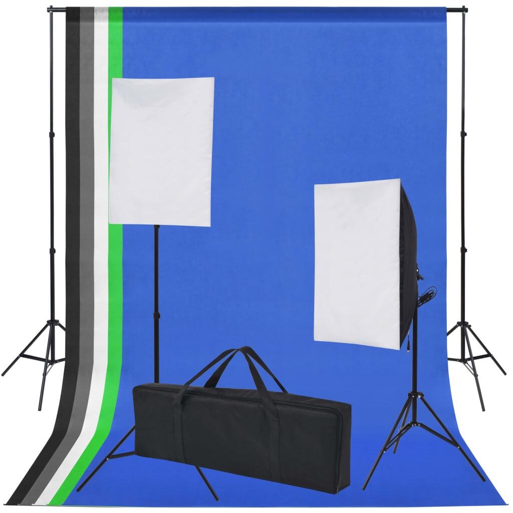Ensemble de Studio Photo Professionnel avec 5 Arrière-Plans et 2 Softboxes 2/4