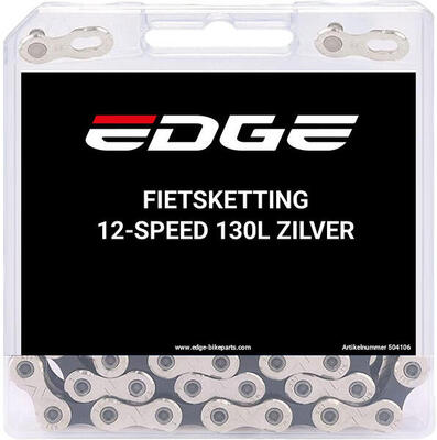 Edge fietsketting 12 speed chn-006 met 130 zilveren schakels