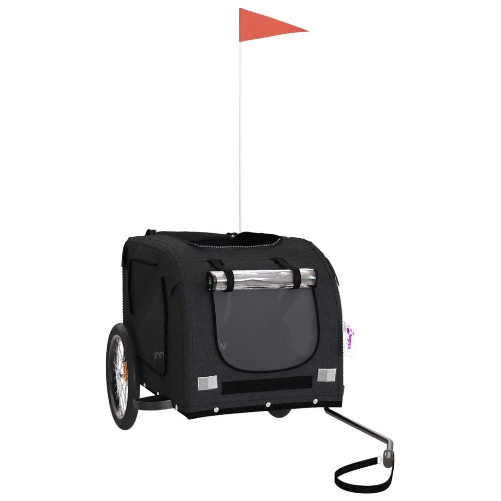 VidaXL Remorque à vélo pour chien - Tissu Oxford et fer noir 3/4
