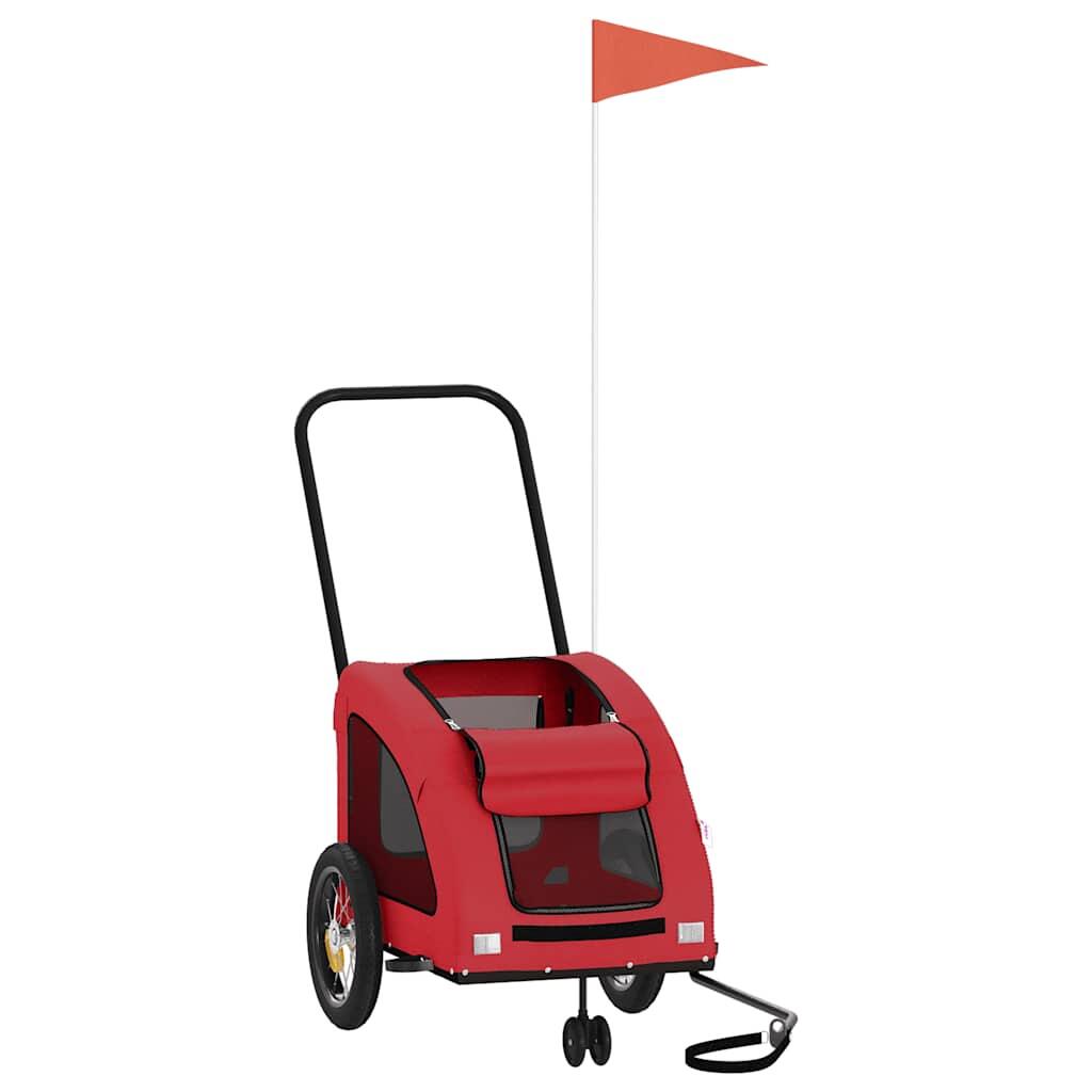 Remolque de bicicleta para perros VidaXL - Duradero y Cómodo en Rojo 3/4