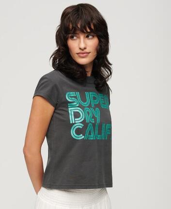 T-shirt à manches courtes avec logo rétro pailleté