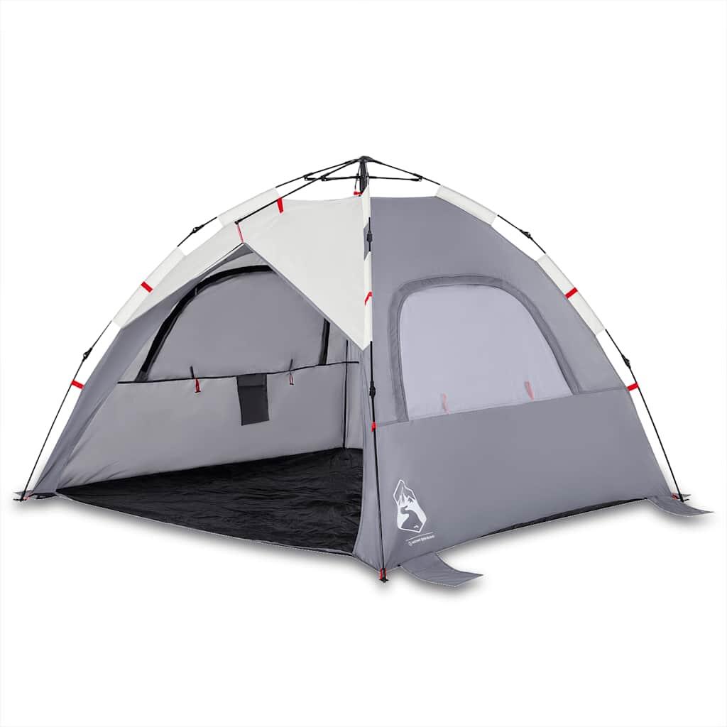 Tente de plage VidaXL 3 personnes imperméable grise 2/7