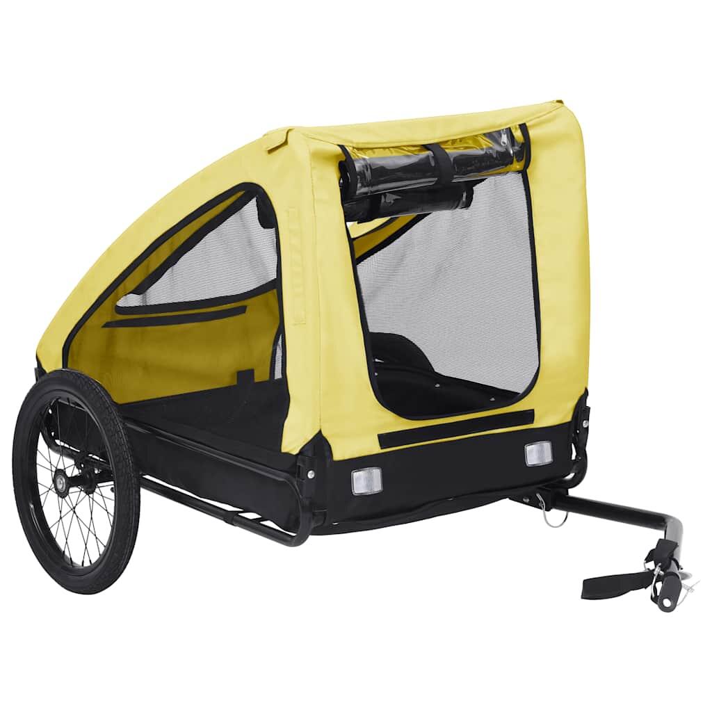 VidaXL Remolque de Bicicleta para Perros Amarillo y Negro - Duradero 2/4