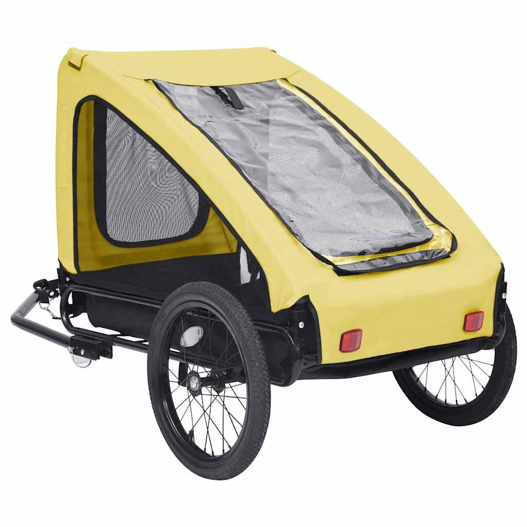 VidaXL Remolque de Bicicleta para Perros Amarillo y Negro - Duradero 3/4