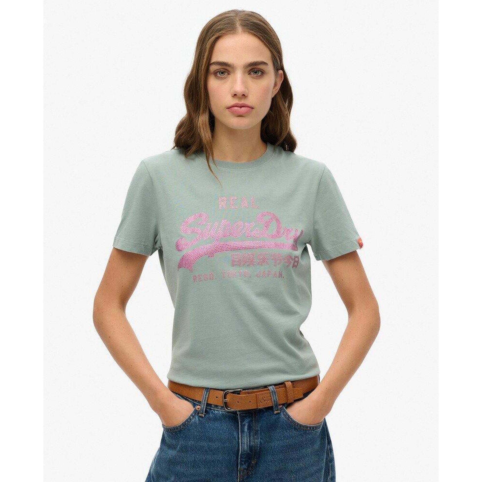 Superdry - T-shirt Slim Vl Rhinestone - T-shirt Manches Courtes - Gris - Decathlon