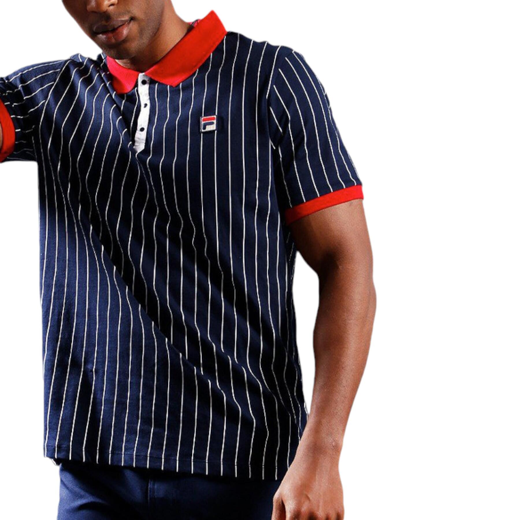 FILA Mens Polo T Shirt Short Sleeve Vintage Striped Summer Cotton Sports Golf 1/2
