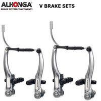 Complete v-brake rem-set zilver voor en achter