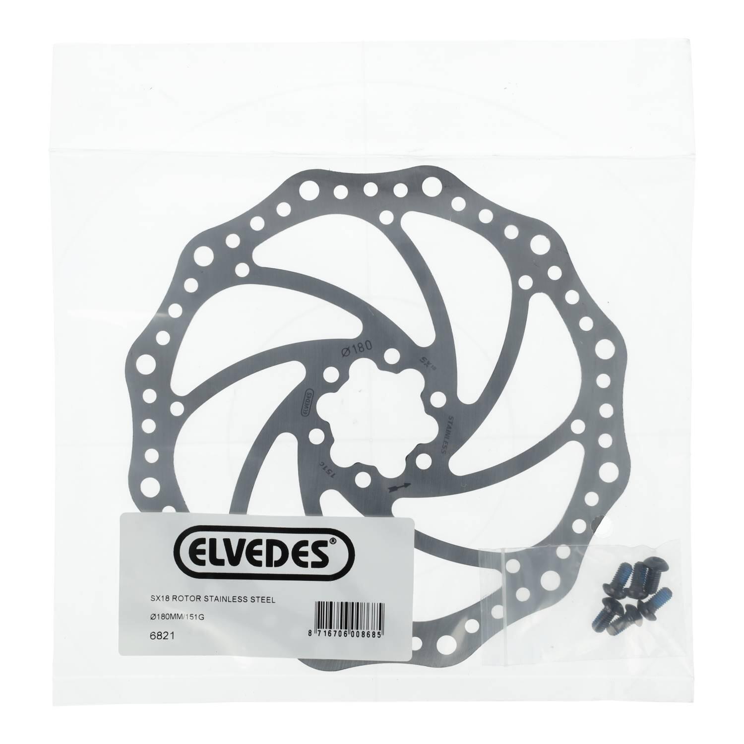 ELVEDES Elvedes Remschijf SX18 180mm 6-Nok Zilver
