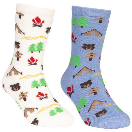Chaussettes enfant Trespass CAMPING pack 2 paires bleu coton