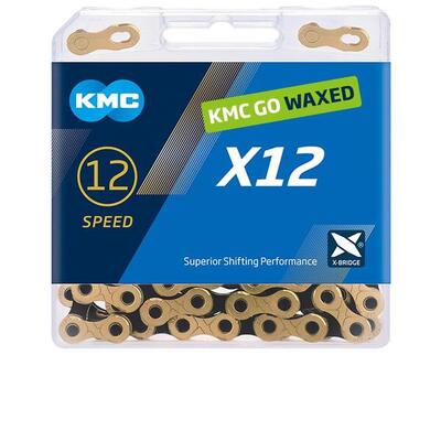 Kmc fietsketting x12 12v 126l gewaxte goud/zwart