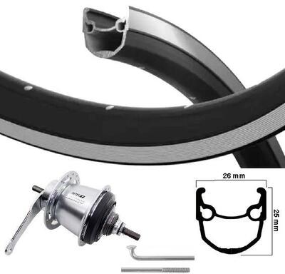 Kgs achterwiel 28 inch (622) stratos zwart zilver nexus 7 remnaaf