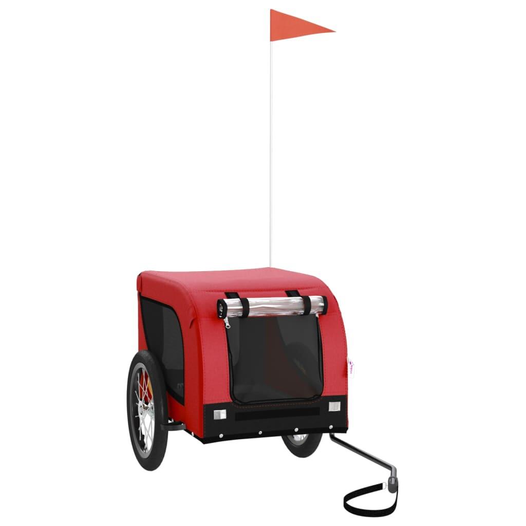 Remolque de Bicicleta para Perros VidaXL Oxford de Tela y Hierro Rojo y Negro 2/4
