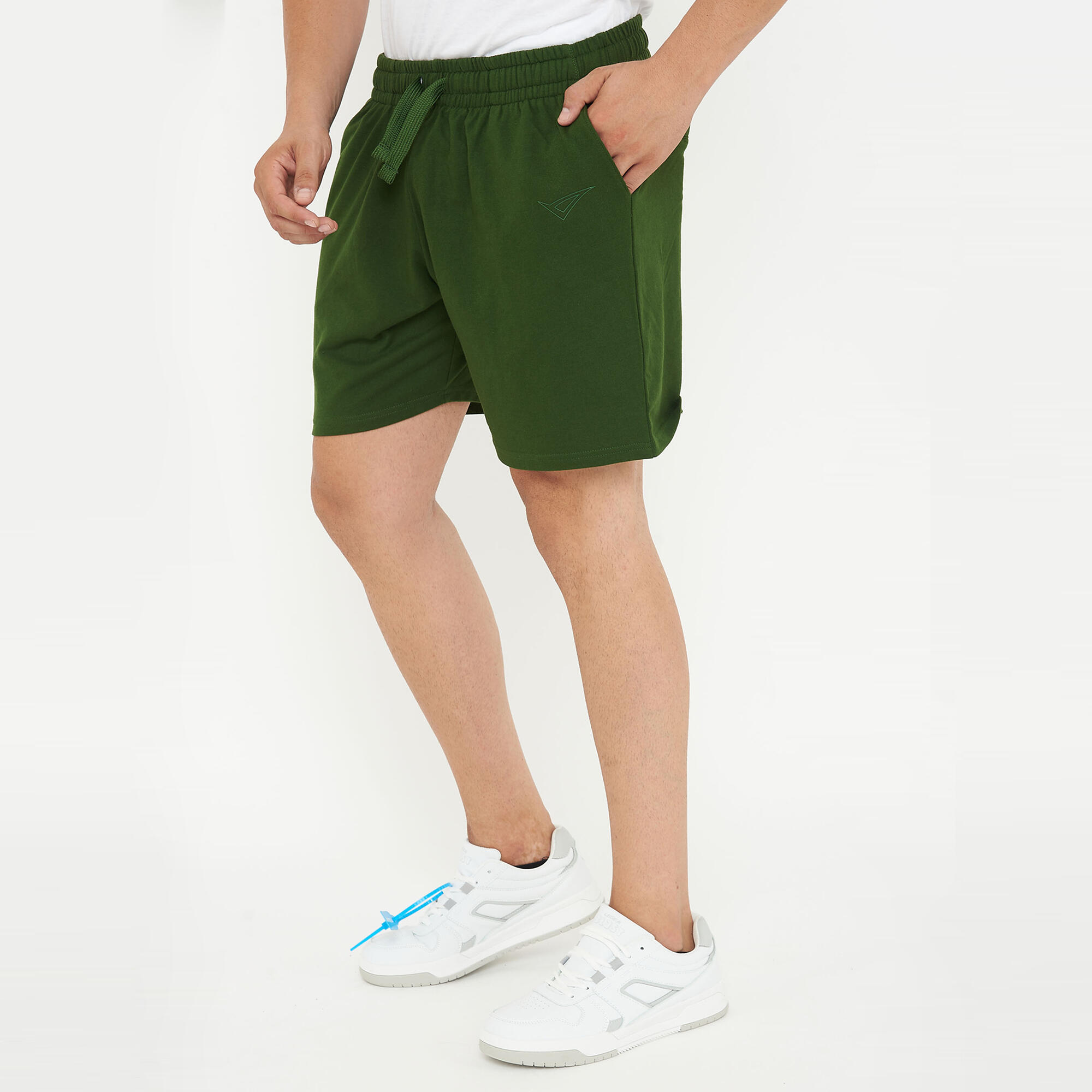 Short sportivo in cotone da uomo F7 verde scuro 3/6