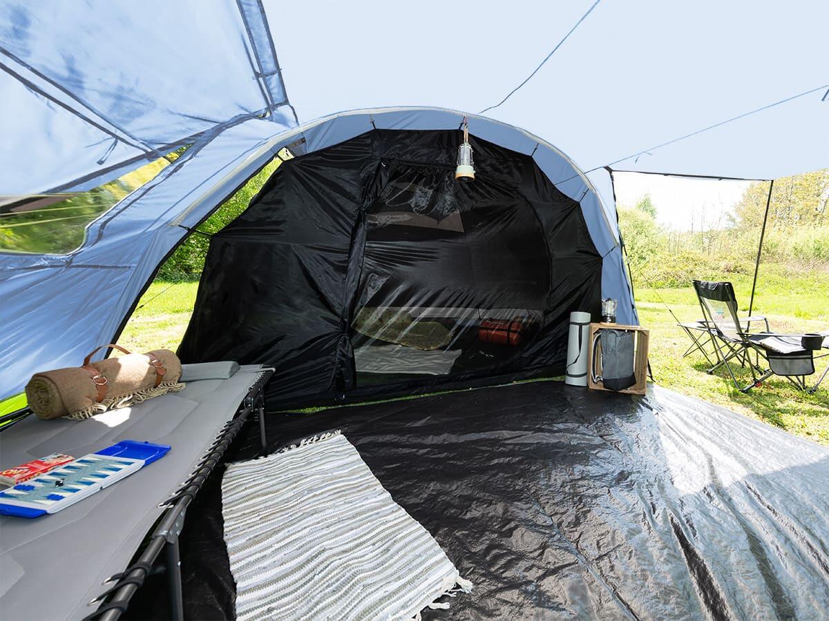 Tente Tunnel familiale Kambo 6 - 6 Personnes - 3 entrées - Marquise 5/8