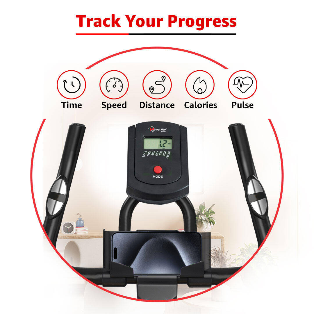 PowerMax Fitness BS-151 Spin Bike Exercise Cycle with 10KG flywheel, Max user wt. 130kg for maxpro home workout, 2-way adjustable seat, Knob braking, iphone holder, 1 Year Manufacturer Warranty. -  3