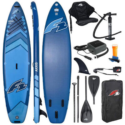 SUP F2 aufblasbares Brett Axxis 11'6“ Marineblau Combo + Elektrische Pumpe