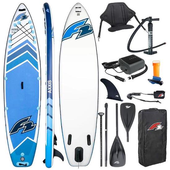 SUP F2 aufblasbares Brett Axxis 11'6“ Light Blue Combo + Elektrische Pumpe