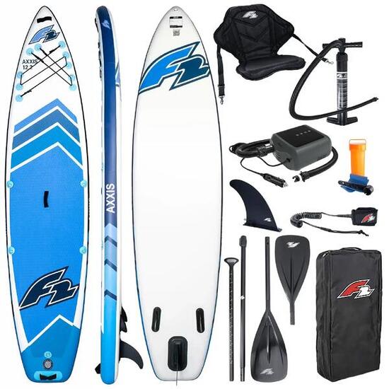 SUP F2 aufblasbares Brett Axxis 12'2“ Light Blue Combo + Elektrische Pumpe