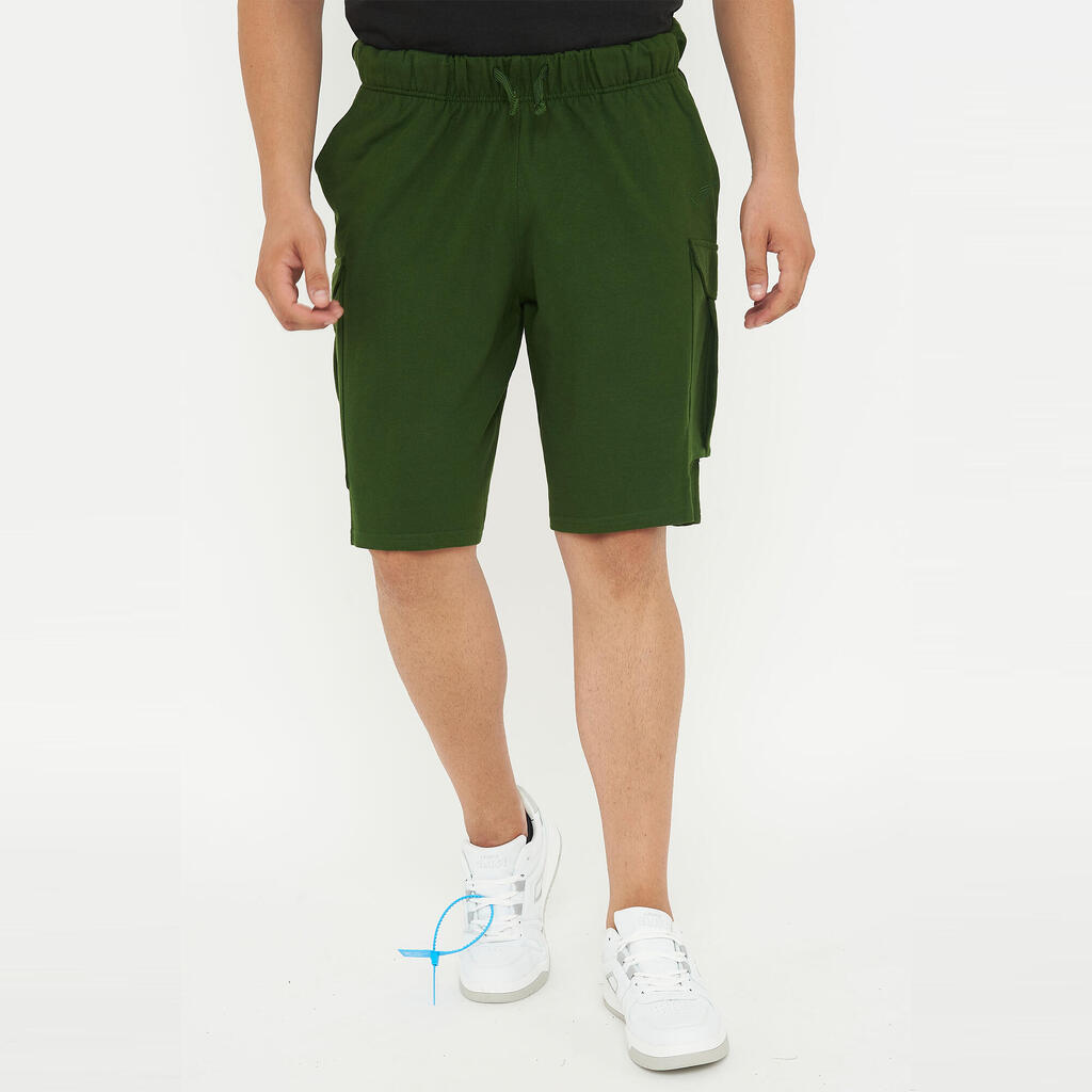 Men's Sport Cargo Shorts Cotton Dark Green F9