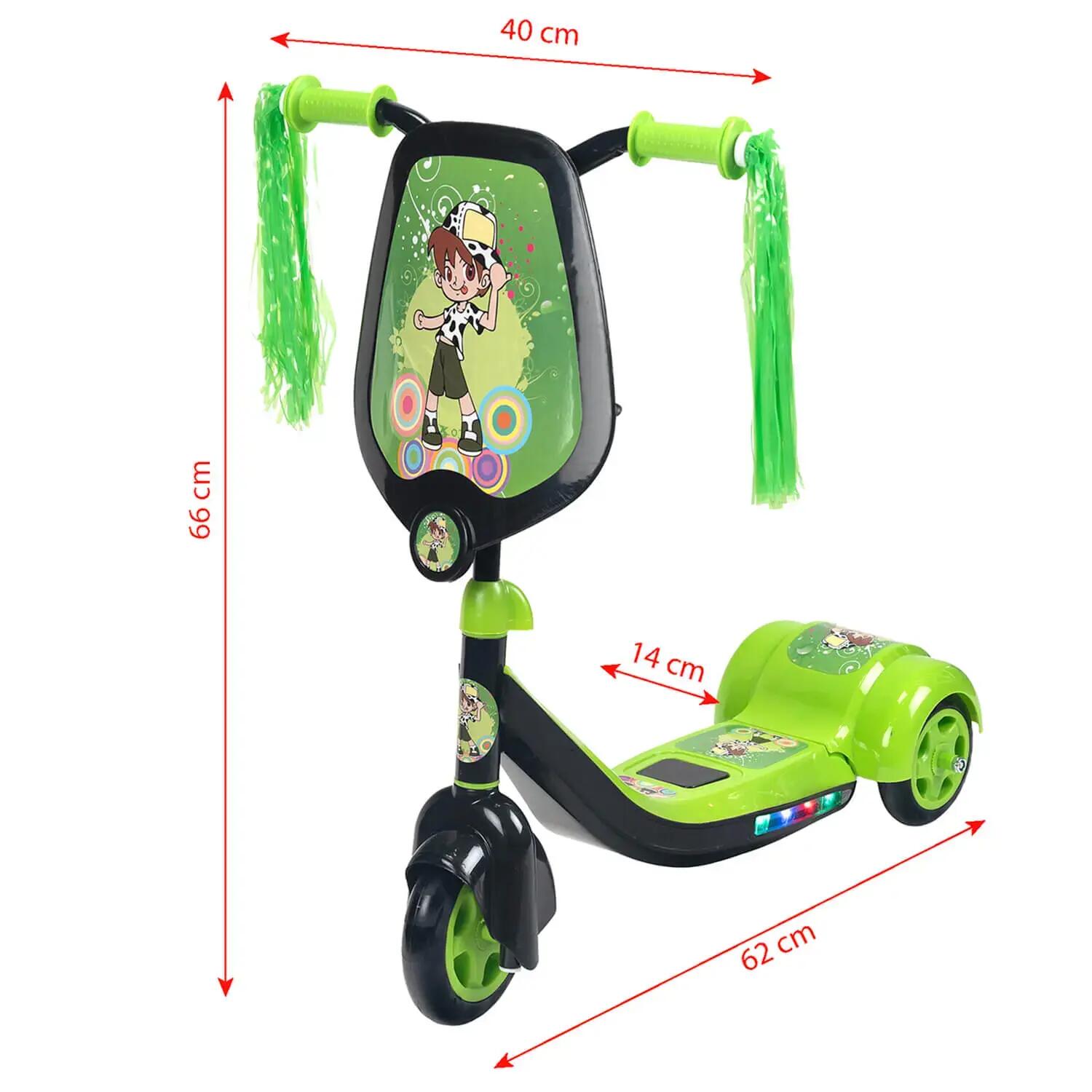 Trotineta de copii Scout cu lumini si muzica, verde negru 2/7