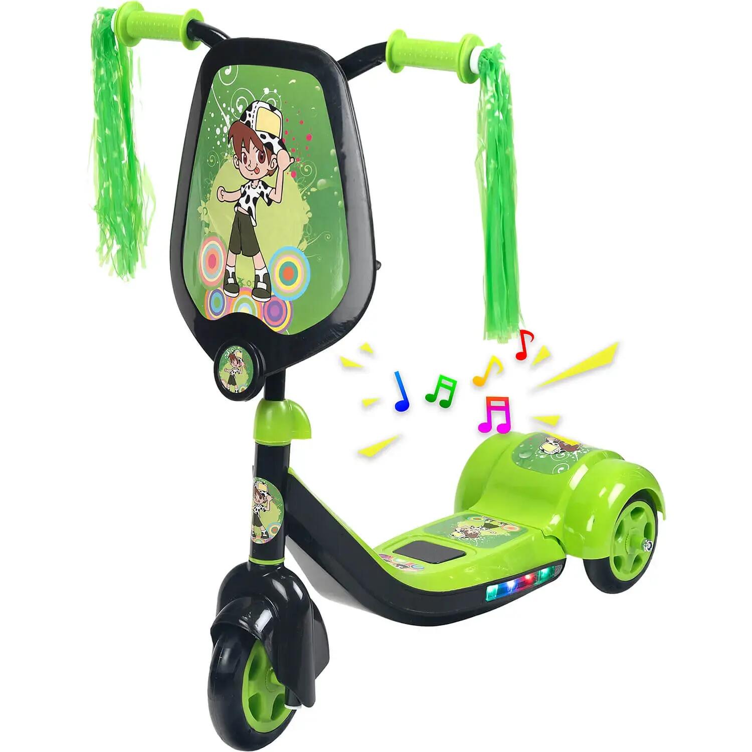 Trotineta de copii Scout cu lumini si muzica, verde negru 3/7