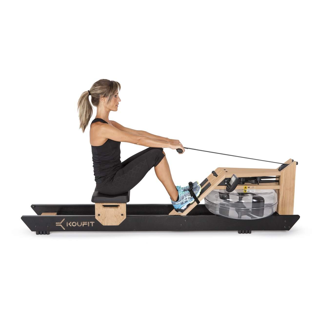 Máquina de Remo de Agua Koufit Hydro Rower - Madera de Roble Pantalla LCD 3/4