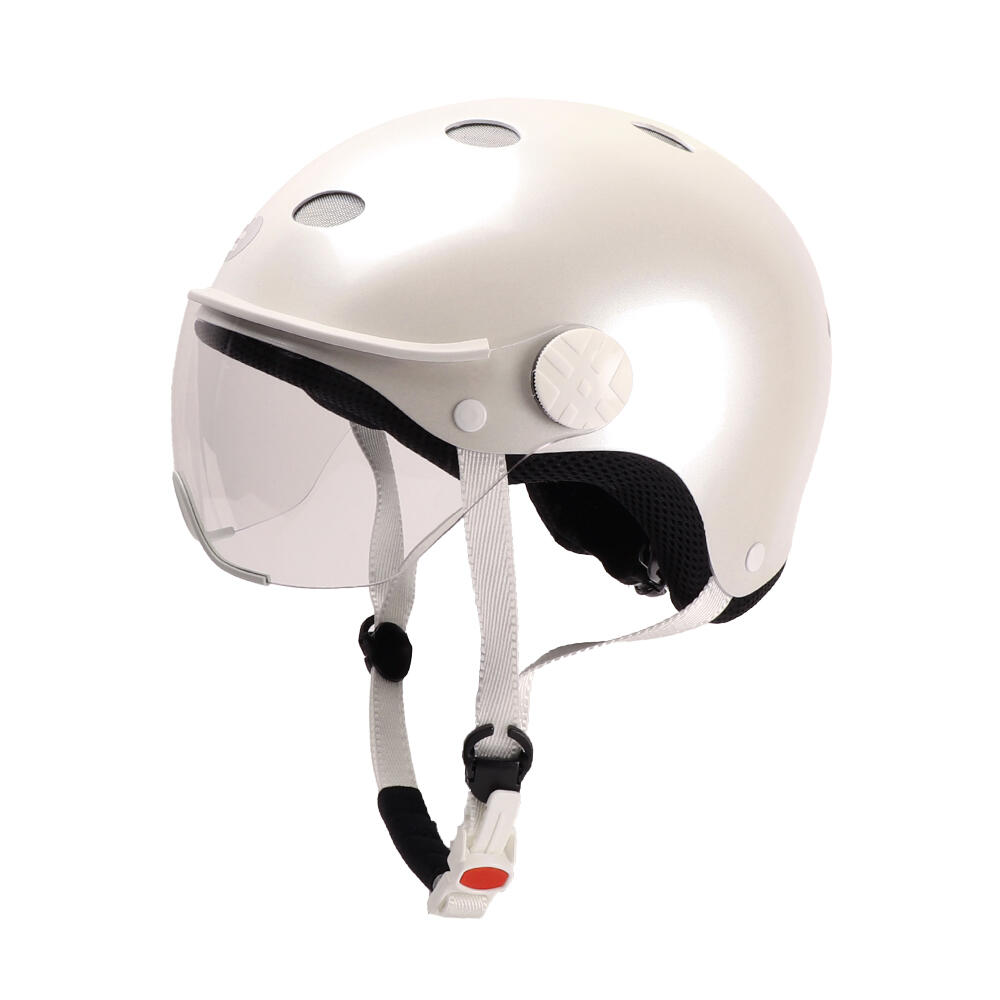 DIEZZ CITY fietshelm met kleurenvizier White Pearl