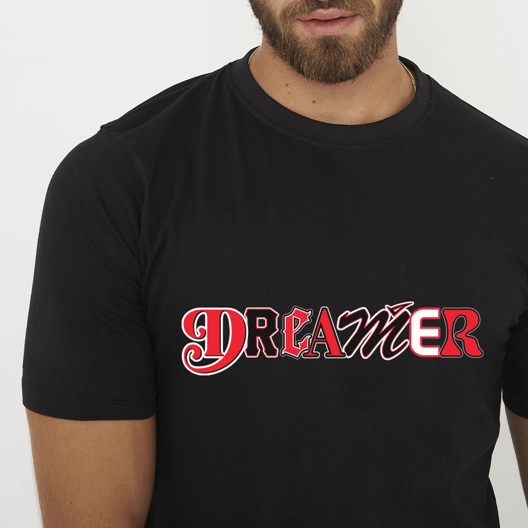 T-shirt aus Baumwolle DREAMER schwarz rot 4/6