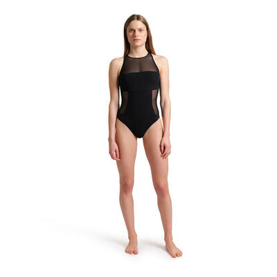Arena dames badpak mesh panels swim pro back zwart